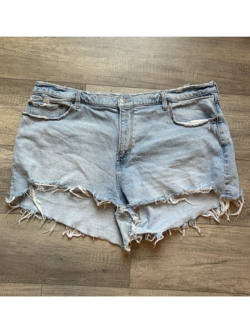 Abercrombie & Fitch Jorts Short Curve Love 35/20 Sparkle Fringe Denim Shorts Y2K - Picture 2 of 14